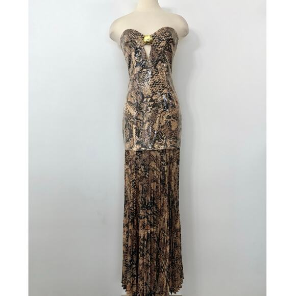 Rebecca Vallance Bellis Strapless Gown Sequin Animal Print Maxi Dress 8 (US4)NWT - Picture 2 of 14